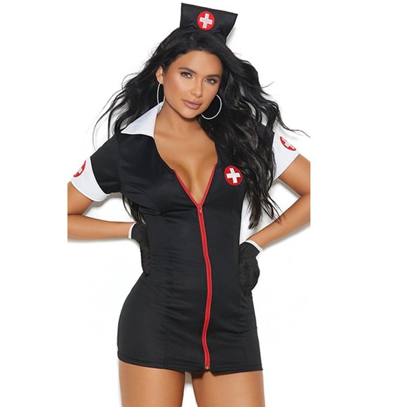 Night Nurse Costume Uniform Dress Gloves and Hat Set - Picture 1 of 7
